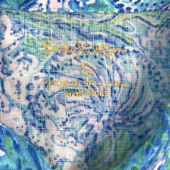 LILLY PULITZER Lagoon Linen Cover-Up Shirt Dress Women S Oversize Beach Resort - Picture 13 of 16